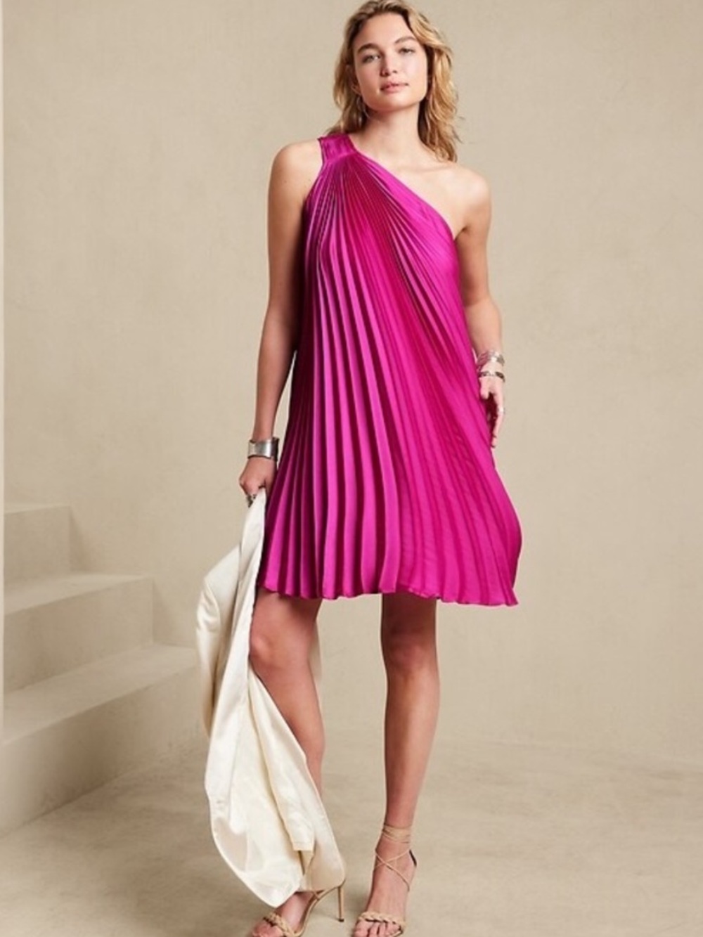 NWT Banana Republic One Shoulder Pleated Dress